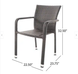 English Elm Stacking Wicker Armchair Outdoor Patio Dining Seat Aluminum Frame Weather Resistant N776P346166D