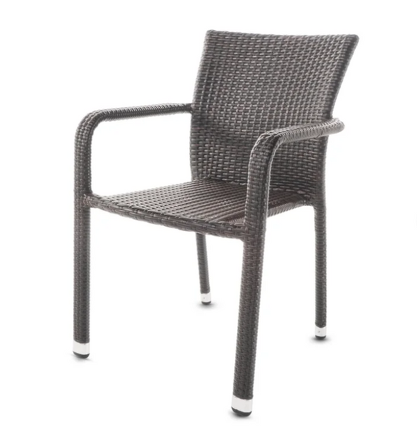 English Elm Stacking Wicker Armchair Outdoor Patio Dining Seat Aluminum Frame Weather Resistant N776P346166D