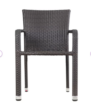English Elm Stacking Wicker Armchair Outdoor Patio Dining Seat Aluminum Frame Weather Resistant N776P346166D
