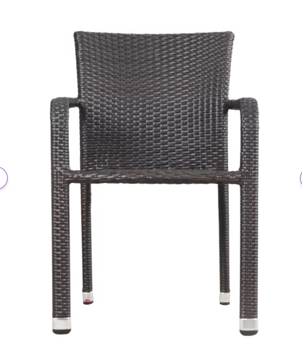 English Elm Stacking Wicker Armchair Outdoor Patio Dining Seat Aluminum Frame Weather Resistant N776P346166D