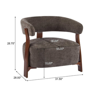 English Elm Accent Arm Chair Upholstered Low Profile Sculptural Three Leg Base Modern Sitting Room N776P368458D