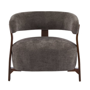 English Elm Accent Arm Chair Upholstered Low Profile Sculptural Three Leg Base Modern Sitting Room N776P368458D