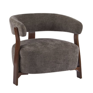 English Elm Accent Arm Chair Upholstered Low Profile Sculptural Three Leg Base Modern Sitting Room N776P368458D