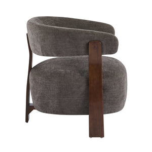 English Elm Accent Arm Chair Upholstered Low Profile Sculptural Three Leg Base Modern Sitting Room N776P368458D
