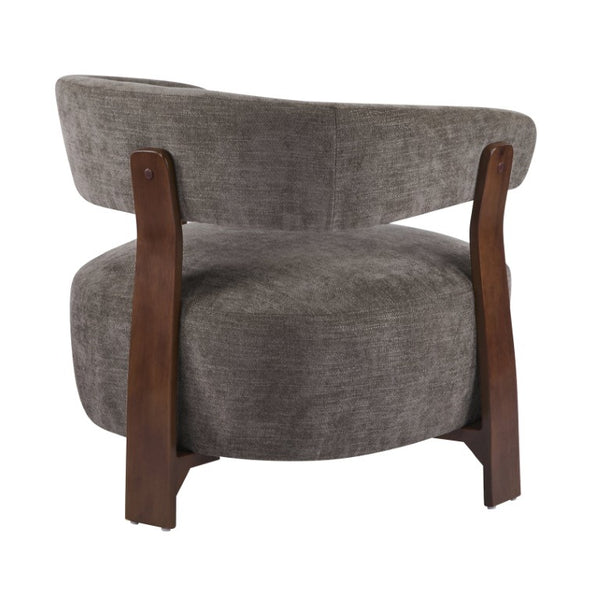 English Elm Accent Arm Chair Upholstered Low Profile Sculptural Three Leg Base Modern Sitting Room N776P368458D