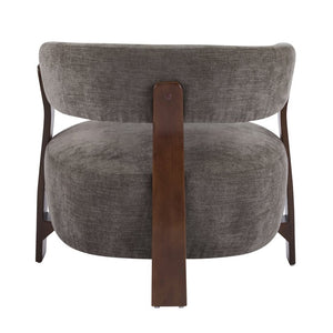 English Elm Accent Arm Chair Upholstered Low Profile Sculptural Three Leg Base Modern Sitting Room N776P368458D