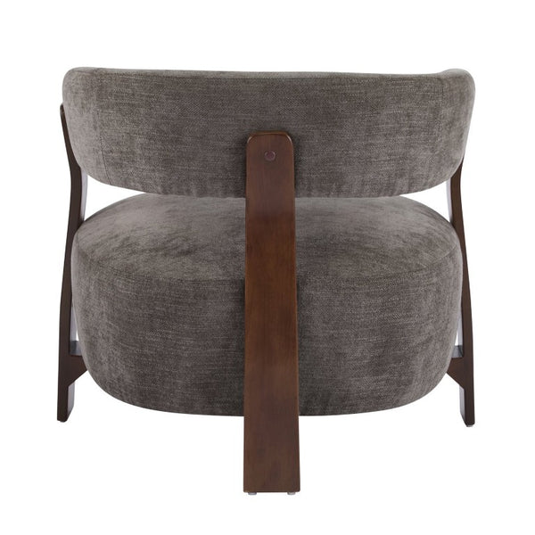English Elm Accent Arm Chair Upholstered Low Profile Sculptural Three Leg Base Modern Sitting Room N776P368458D