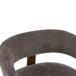 English Elm Accent Arm Chair Upholstered Low Profile Sculptural Three Leg Base Modern Sitting Room N776P368458D