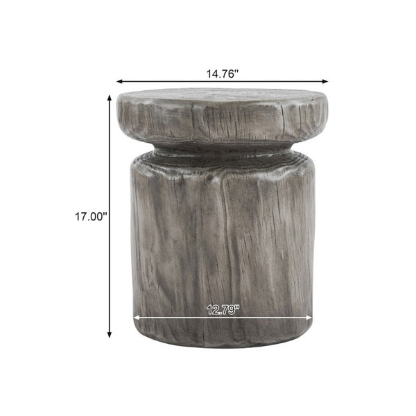 English Elm Mgo Tree Stump Side Table Weathered Faux Wood Grain Texture Indoor Outdoor Accent N776P372338G