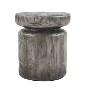 English Elm Mgo Tree Stump Side Table Weathered Faux Wood Grain Texture Indoor Outdoor Accent N776P372338G