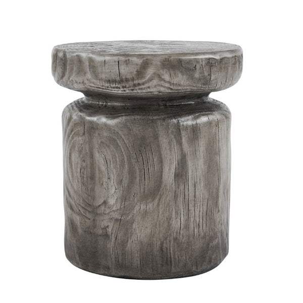 English Elm Mgo Tree Stump Side Table Weathered Faux Wood Grain Texture Indoor Outdoor Accent N776P372338G