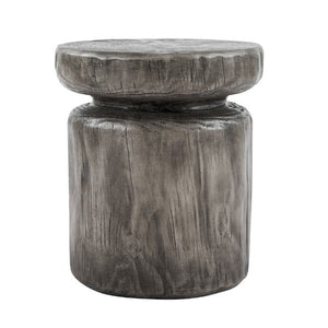 English Elm Mgo Tree Stump Side Table Weathered Faux Wood Grain Texture Indoor Outdoor Accent N776P372338G