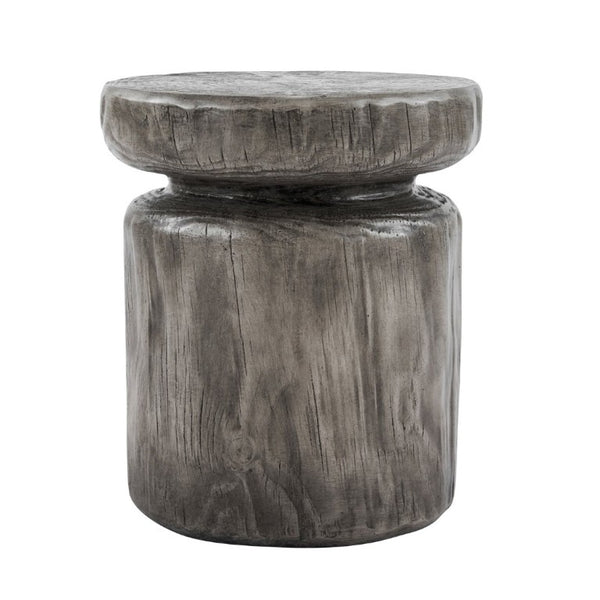 English Elm Mgo Tree Stump Side Table Weathered Faux Wood Grain Texture Indoor Outdoor Accent N776P372338G