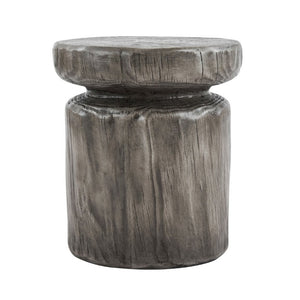 English Elm Mgo Tree Stump Side Table Weathered Faux Wood Grain Texture Indoor Outdoor Accent N776P372338G