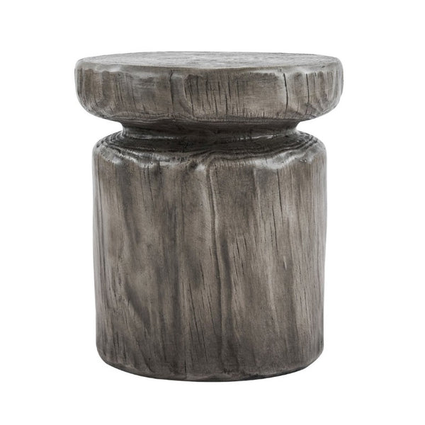English Elm Mgo Tree Stump Side Table Weathered Faux Wood Grain Texture Indoor Outdoor Accent N776P372338G