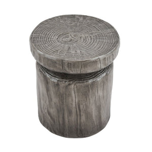 English Elm Mgo Tree Stump Side Table Weathered Faux Wood Grain Texture Indoor Outdoor Accent N776P372338G