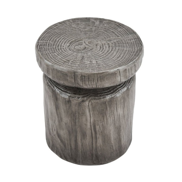 English Elm Mgo Tree Stump Side Table Weathered Faux Wood Grain Texture Indoor Outdoor Accent N776P372338G