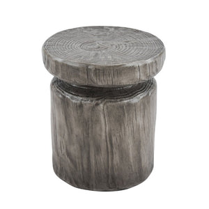 English Elm Mgo Tree Stump Side Table Weathered Faux Wood Grain Texture Indoor Outdoor Accent N776P372338G