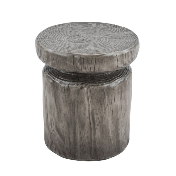 English Elm Mgo Tree Stump Side Table Weathered Faux Wood Grain Texture Indoor Outdoor Accent N776P372338G
