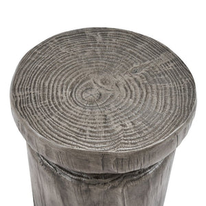English Elm Mgo Tree Stump Side Table Weathered Faux Wood Grain Texture Indoor Outdoor Accent N776P372338G