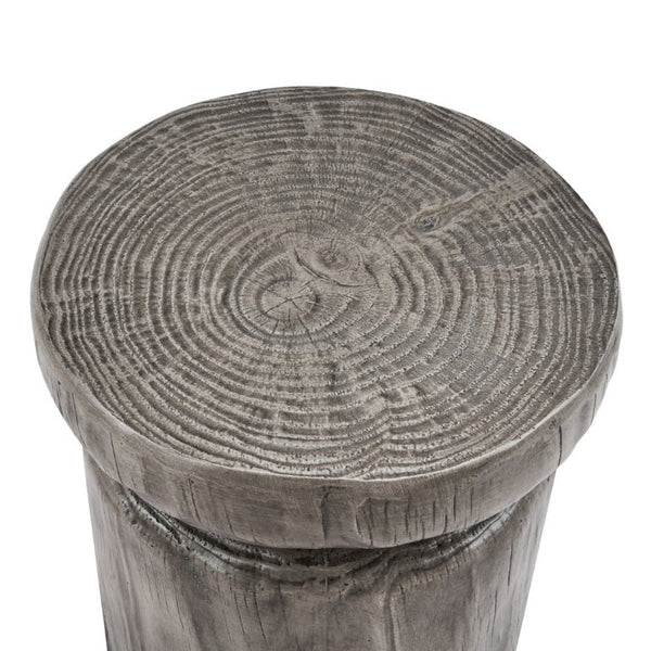 English Elm Mgo Tree Stump Side Table Weathered Faux Wood Grain Texture Indoor Outdoor Accent N776P372338G