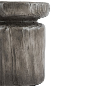 English Elm Mgo Tree Stump Side Table Weathered Faux Wood Grain Texture Indoor Outdoor Accent N776P372338G