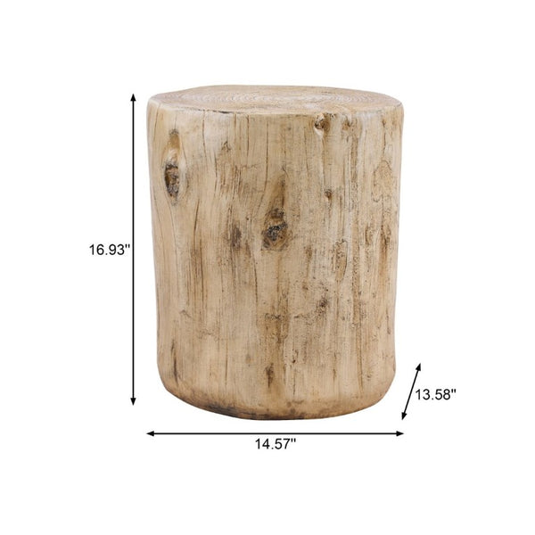 English Elm Mgo Tree Stump Outdoor Side Table Lightweight Concrete with Realistic Wood Grain Texture N776P372339W