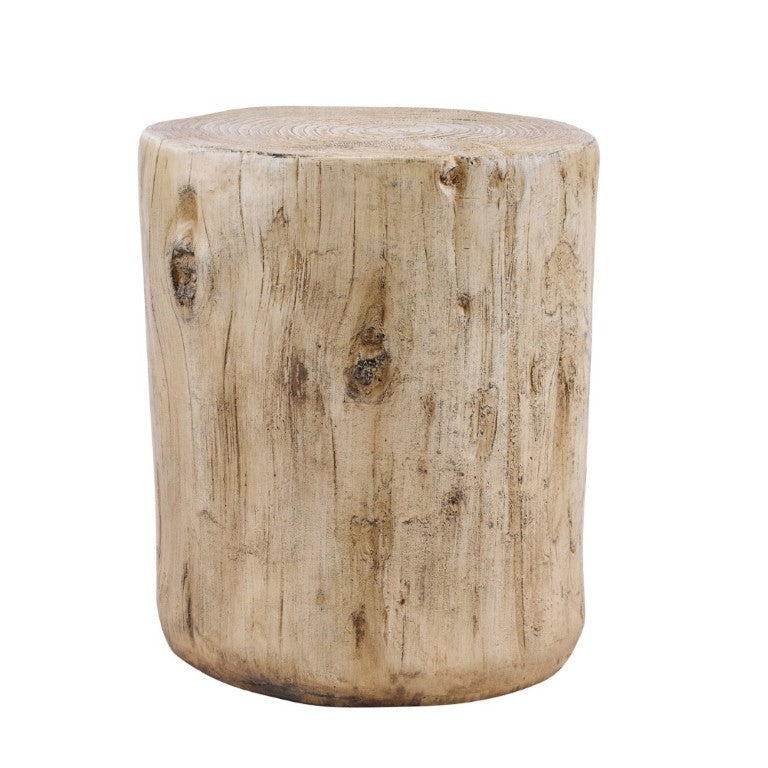 English Elm Mgo Tree Stump Outdoor Side Table Lightweight Concrete with Realistic Wood Grain Texture N776P372339W