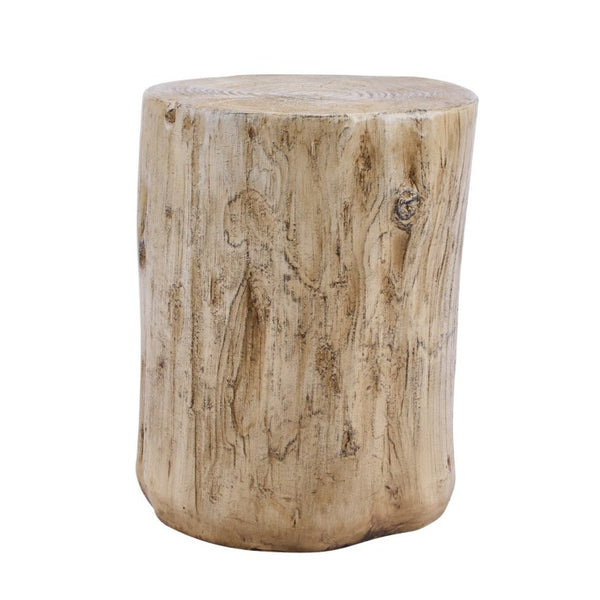 English Elm Mgo Tree Stump Outdoor Side Table Lightweight Concrete with Realistic Wood Grain Texture N776P372339W