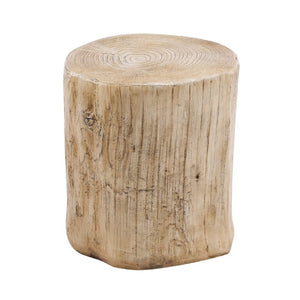 English Elm Mgo Tree Stump Outdoor Side Table Lightweight Concrete with Realistic Wood Grain Texture N776P372339W