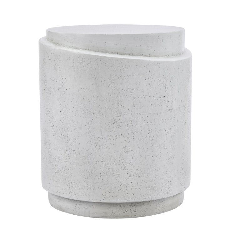 English Elm Outdoor MGO Concrete Sculptural Side Table with Wood Grain Texture for Patio or Poolside N776P372344W