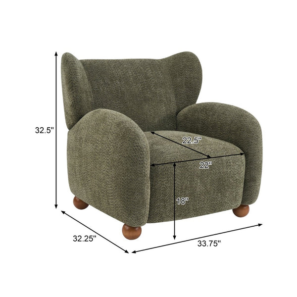 English Elm Wingback Bouclé Accent Chair with Curved Legs for Living Room Reading Nook N776P376365G