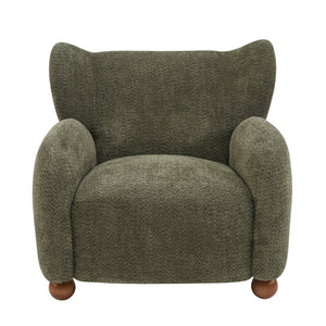 English Elm Wingback Bouclé Accent Chair with Curved Legs for Living Room Reading Nook N776P376365G
