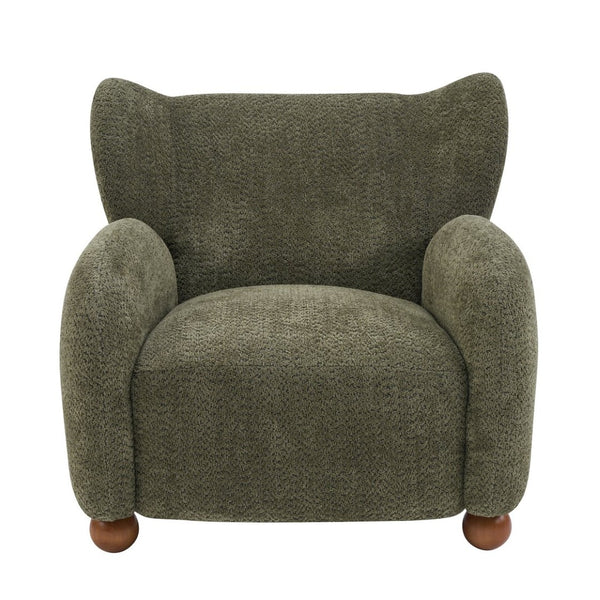 English Elm Wingback Bouclé Accent Chair with Curved Legs for Living Room Reading Nook N776P376365G