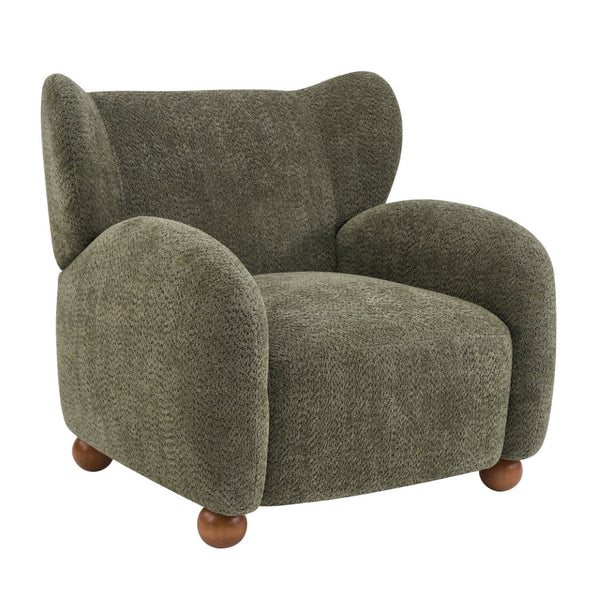 English Elm Wingback Bouclé Accent Chair with Curved Legs for Living Room Reading Nook N776P376365G