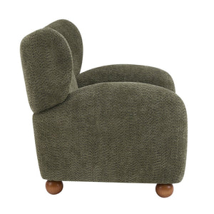 English Elm Wingback Bouclé Accent Chair with Curved Legs for Living Room Reading Nook N776P376365G