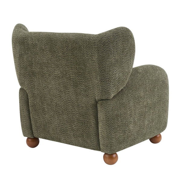 English Elm Wingback Bouclé Accent Chair with Curved Legs for Living Room Reading Nook N776P376365G