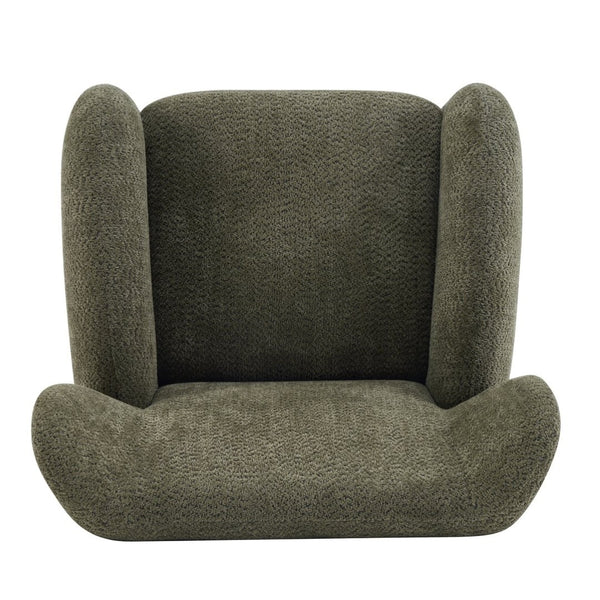 English Elm Wingback Bouclé Accent Chair with Curved Legs for Living Room Reading Nook N776P376365G