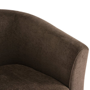 English Elm Wooden Bentwood Base Velvet Barrel Swivel Accent Chair for Living Room or Office Dark Brown N776P378583D
