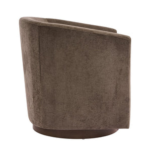English Elm Wooden Bentwood Base Velvet Barrel Swivel Accent Chair for Living Room or Office Dark Brown N776P378583D