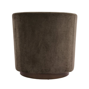 English Elm Wooden Bentwood Base Velvet Barrel Swivel Accent Chair for Living Room or Office Dark Brown N776P378583D