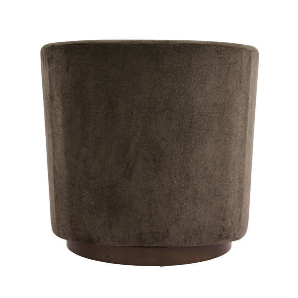 English Elm Wooden Bentwood Base Velvet Barrel Swivel Accent Chair for Living Room or Office Dark Brown N776P378583D