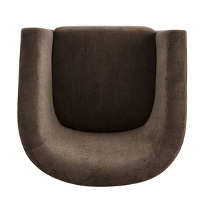 English Elm Wooden Bentwood Base Velvet Barrel Swivel Accent Chair for Living Room or Office Dark Brown N776P378583D