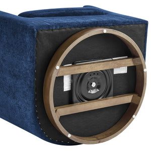 English Elm Wooden Bentwood Base Velvet Barrel Swivel Accent Chair for Living Room or Office Blue N776P378583S