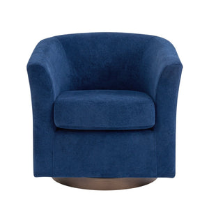 English Elm Wooden Bentwood Base Velvet Barrel Swivel Accent Chair for Living Room or Office Blue N776P378583S