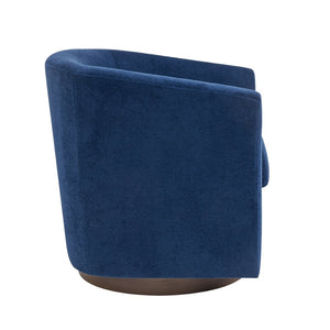 English Elm Wooden Bentwood Base Velvet Barrel Swivel Accent Chair for Living Room or Office Blue N776P378583S