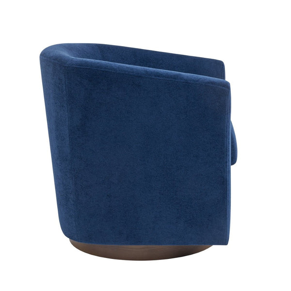 English Elm Wooden Bentwood Base Velvet Barrel Swivel Accent Chair for Living Room or Office Blue N776P378583S