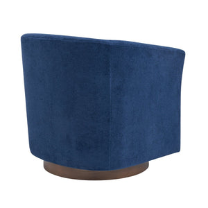 English Elm Wooden Bentwood Base Velvet Barrel Swivel Accent Chair for Living Room or Office Blue N776P378583S