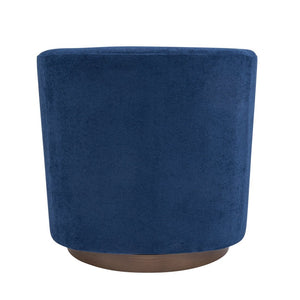 English Elm Wooden Bentwood Base Velvet Barrel Swivel Accent Chair for Living Room or Office Blue N776P378583S