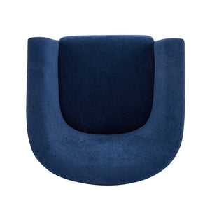 English Elm Wooden Bentwood Base Velvet Barrel Swivel Accent Chair for Living Room or Office Blue N776P378583S